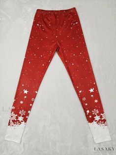 Lasaky - Womens Stretchy Leggings with Christmas Snowflake Print and Elastic Waist for Casual Comfort and Style Fall Care, Snowflake Print, Stretchy Leggings, Leggings Casual, Christmas Snowflakes, Autumn Summer, Long Length, Summer Fall, Jeggings