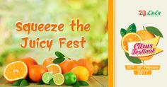 oranges and limes are displayed in front of an advertisement for citrus fest, which is