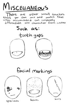 an image of facial markings for different types of facial shapes and their corresponding parts are labeled