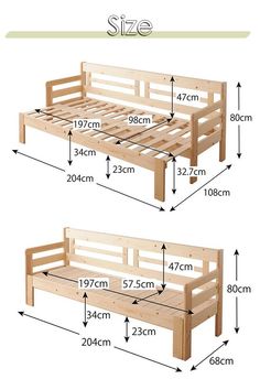 the size and measurements of a bed frame with wooden slats on each side,