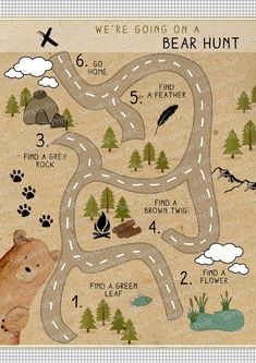 a bear hunt map with bears and other things