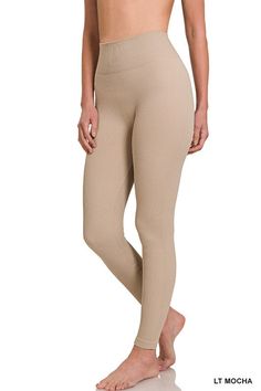 High-waist leggings made from ribbed fabric hug the body in a comfortable seamless fit. Material: 90% nylon, 10% spandex Stretch: Highly stretchy Care: Machine wash cold. Tumble dry low. Imported Style #NP-6088 Product Measurements Total waist: 21.5", inseam: 23.5" approx. Measured from S/M Brown High Waist Yoga Leggings, High-waist High-stretch Brown Leggings, Solid Color Full-length Leggings With Ribbed Waistband, Tight High-waist Brown Leggings, Fitted Full-length Beige Leggings, Buy Leggings, China Style, Legging Fits, Love And Co