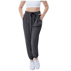 Stay stylish and comfortable in our women's baggy sweatpants featuring a unique design with two side pockets and an adjustable drawstring wide elastic waist for a custom fit. These wide-leg pants with elastic cinch bottom offer a loose fit and athletic look. The active high-waisted sweatpants are perfect for workouts, lounging, and casual wear in spring, fall, and winter. With extra-long length and fleece fabric, these joggers provide warmth and style. The convenient two side pockets allow you t Fall Sweatpants, Long Sweatpants, High Waisted Joggers, Womens Joggers, Comfy Lounge Pants, Casual Lounge Wear, High Waisted Sweatpants, Lounge Trousers, Workout Pants Women