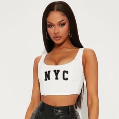 Fashion Nova Size Small Corset Top Scoop Neck Sleeveless "N.Y" Verbiage Boning Stretch Disclaimer : Embroidery Placement Will Vary 65% Rayon 30% Nylon 5% Spandex 90s Brunette, Small Corset, Fashion Nova Blouses, Black Jeans Fashion Nova, Embroidery Placement, Fashion Nova Shirts, Fashion Nova Shirts & Tops, Fashion Nova Tops, Tops Fashion