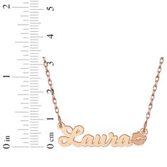 Pucker up with this pretty and personalized nameplate necklace. 14K rose gold The name of your choosing shines in polished letters, punctuated with puckered lips 16- to 18-inch adjustable rope chain with spring ring clasp Rose Gold Adjustable Name Necklace, Mother's Day Rose Gold Name Necklace With Adjustable Chain, Adjustable Rose Gold Name Necklace For Mother's Day, Adjustable Rose Gold Name Necklace, Adjustable Rose Gold Name Necklace With Custom Name, Rose Gold Nameplate Necklace With Adjustable Chain, Custom Name Rose Gold Necklace, Rose Gold Nameplate Necklace With Hallmarks, Mother's Day Rose Gold Nameplate Necklace