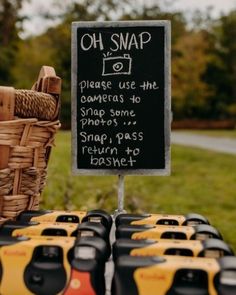 there is a sign that says oh snap on it and many other items in the background