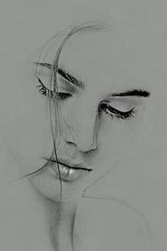 a pencil drawing of a woman's face