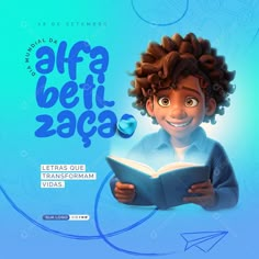 a boy reading a book with the words afra beti zago