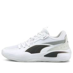 PUMA Court Rider Team 'White Black' 195660-03 (SNKR/Low Top/Non-Slip/Basketball/Shock-absorbing) White Low-top Puma Basketball Shoes, White Low-top Basketball Shoes With Puma Logo, Casual White Basketball Shoes For Light Sports, Casual White Breathable Basketball Shoes, White Puma Basketball Shoes For Streetwear, White High-top Puma Basketball Shoes, White High-top Basketball Shoes With Puma Logo, Casual White Basketball Shoes, White Puma Sneakers For Sports