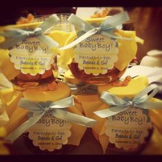 baby shower favors in yellow and blue