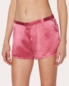 Cut from stunning Italian silk, these shorts feature a narrow waistband with an elasticated back, and a straight, slim leg. 100% Italian silk Dry clean Made in China Size & Fit Size XXS: 25.2-26.77in underbust, 22.83-24.41in waist, 33.86-35.43in hips Size XS: 27.17-28.74in underbust, 24.41-25.98in waist, 35.43-37.01in hips Size S: 29.13-30.71in underbust, 25.98-27.56in waist, 37.8-39.37in hips Size M: 31.1-32.68in underbust, 28.35-29.92in waist, 40.16-41.73in hips Size L: 33.07-34.65in underbust Summer Satin Short Bottoms, Short Satin Bottoms For Summer, Short Length Satin Bottoms For Summer, Satin Lounge Shorts, Satin Short Bottoms For Loungewear, Satin Shorts For Loungewear, Satin Bottoms For Loungewear, Satin Loungewear Shorts, Satin Loungewear Bottoms Short Length