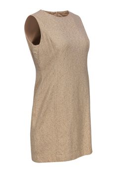 Go glam and professional in this chic neutral from Escada! Made with a textured wool blend, this sleek sheath will match all your office favorites and then some. Perfect for special occasions, too! Size 10 Made in Germany 68% Wool, 23% Silk, 9% nylon Sheath silhouette Rounded neckline Sleeveless Fully lined Zippered back Waist 33" Bust 36" Total length 34" Elegant Sleeveless Taupe Dress, Elegant Fitted Beige Tweed Dress, Elegant Taupe Sleeveless Dresses, Elegant Sleeveless Fitted Tweed Dress, Elegant Sleeveless Tweed Dress For Work, Fitted Beige Tweed Dress For Office, Fitted Sleeveless Tweed Dress For Formal Occasions, Formal Beige Tweed Dress, Beige Tweed Dress For Formal Occasions