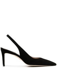 black calf leather/calf suede pointed toe elasticated slingback strap branded insole high stiletto heel slip-on style Slingbacks, Boot Pumps, Shoes Heels Pumps, Stuart Weitzman Shoes, Suede Pumps, Slingback Pump, Shoe Lover, Black Pumps, Stiletto Heel