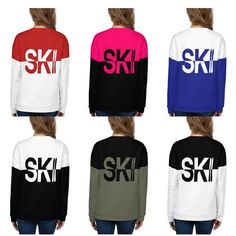 Ski Sweater, Duo Color Sweatshirt White Black, Matching Bachelorette Party Skiing Winter Apres Ski M Snowboard Outfits For Women, Spiked Cocoa, Sweater Duo, Winter Bachelorette Party, Winter Bachelorette, Ski Fits, Apres Ski Sweater, Ski Party, Apres Ski Party