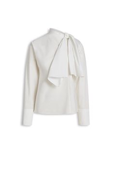 C4234002-PARACHUTE-COTTON-CRAVAT-SHIRT-WHITE-SCANLANTHEODORE-0_1708302085 Elegant White Tops For Daywear, White Cotton Workwear Blouse, Elegant White Cotton Tops, White Cotton Formal Blouse, White Cotton Blouse For Formal Occasions, Detail Drawing, Scanlan Theodore, Kim Ji Won, Fashion Fall