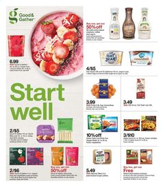 an advertisement for start well is shown in the middle of a page with images of fruits and