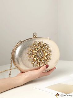 BirdinBag - Stylish Mini Glitter Evening Bag - Ideal for Party with Sparkling Rhinestone Embellishment Perfect Bride, Silver Bags, Glitter Party, Party Clutch, Gold Collar, Word Wrap, Box Bag, Prom Party, Evening Clutch