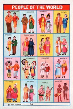 an old poster shows people of the world