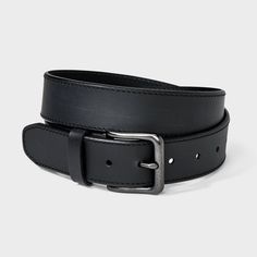 Accessorize your casual or dressier wardrobe with this Wide Casual Belt from Goodfellow & Co™. This wide belt is made from 100% flat leather material for a comfortable and classic look. It also has a shiny silver buckle closure to complete the classy look and allows you to get a customized fit with multiple holes and loop. Pair with any of your pants to feel great all day. Goodfellow & Co™: Where style & fit are always in good company. Black Leather Belt Buckles For Workwear, Casual Black Belts For Everyday, Casual Black Belt For Everyday, Classic Belt Buckles For Workwear, Classic Adjustable Belt Buckles For Workwear, Everyday Black Leather Belt Buckles, Everyday Black Leather Belt Buckle, Black Casual Business Belt, Black Casual Belt For Business