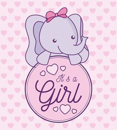 Baby shower card es una niña con lindo e... | Premium Vector #Freepik #vector #invitacion #bebe #tarjeta #amor Baby Elephant Art, It Is A Girl, Baby Elephants Art, Peace Rose, Purple Elephant, Its A Girl, Girl Wall Art, Baby Shower Card, Girls Wall Art