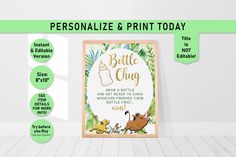 ◆ MATCHING ITEMS: https://etsy.me/30Zxr9x --------------------------- ▼ PLEASE READ FULL ITEM DESCRIPTION BELOW BEFORE PURCHASE ▼ Lion King Bottle Chug Instant/editable Baby Shower Game Sign  Editable Version - 3 Download Limit The Game Sign is printable and is available to access right after purchasing (about 2-4minutes). Edit online with Corjl.com using your computer, phone, or tablet. No software is required. You can print as many as you need! ------------------------------------ TRY BEFORE YOU BUY IT ------------------------------------ Demo the sign first, simply copy and paste the below url into your web browser: https://www.corjl.com/d/59KDM6 **Please note that our editing for you is NOT included with this purchase.** Don't want to edit yourself? I am happy to edit for you. Please a Lion King Baby Shower Gifts Cricut, Baby Shower Bottle Game, Baby Bottle Chugging Game, Lion King Baby Shower Games, How Many Game Nungle Safari Game, Bottle Chug, Drinking Game, Baby Bottle, Drinking Games