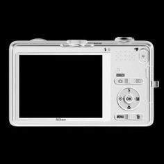 a white digital camera on a black background