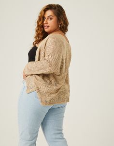 Curve Lightweight Knit Open Cardigan Plus Size Outerwear -2020AVE Lightweight V-neck Cardigan For Fall, Open Front Open Knit Cardigan For Layering, Lightweight Open Front Cardigan For Layering, Casual Open Knit Cardigan With Open Front, Casual Open Front Cardigan With Open Knit, Casual Open Front Knit Cardigan, Open Knit Relaxed Fit Cardigan For Layering, Oversized Open Front Open Knit Sweater, Relaxed Fit Open Knit Cardigan For Layering