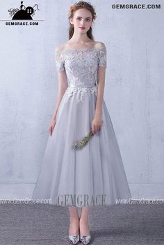 10% off now|Free shipping world-wide. Off Shoulder Sleeve Champagne Tea Length Wedding Party Dress with Lace at GemGrace. Click to learn our pro custom-made service for wedding dress, formal dress. View #WeddingReceptionDresses for more ideas. Short Sleeve Gown With Sweep Train For Wedding, Short Sleeve Wedding Gown With Sweep Train, Elegant Short Sleeve Wedding Ball Gown, Elegant Short Sleeve Evening Dress For Debutante Ball, Tea Length Cocktail Dresses, Dress Tea Length, Glitter Prom Dress, Tea Length Prom Dress, Sparkly Prom Dress