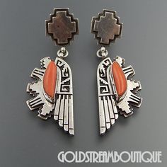 Metal:Silver                                                 Metal Purity:.925 Hallmark:TESTED FOR STERLING SILVER Artisan:UNKNOWN Tribe Affiliation:Hopi LENGTH (inches/mm ):2.55 / 64.7 Width (inches/mm ):0.83 / 21.0 Weight ( gram ):34.1 Condition:Vintage Handmade Silver Wing-shaped Earrings, Sterling Silver Art Deco Dangle Jewelry, Art Deco Sterling Silver Dangle Jewelry, Nickel-free Art Deco Sterling Silver Jewelry, Collectible Sterling Silver Drop Earrings, Sterling Silver Art Deco Jewelry With Polished Finish, Art Deco Sterling Silver Jewelry With Polished Finish, Silver Winged Sterling Silver Earrings, Art Deco Sterling Silver Jewelry Stamped 925