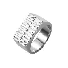 This is a personalized name ring made of sterling silver, you can customize any two names you want. This is a ring that can be worn daily by both men and women. It is a great choice as a holiday or birthday gift to your loved one. Classic Rings With Custom Name For Personalized Gift, Classic Custom Name Rings For Personalized Gift, Silver Engraved Open Ring With Name, Silver Open Ring With Name Detail, Personalized Modern Stackable Rings, Modern Personalized Stackable Rings, Silver Initial Ring With Name For Anniversary, Personalized Sterling Silver Couple Rings With Open Design, Silver Classic Initial Name Ring