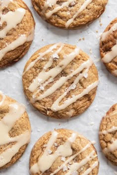 freshly baked cookies with icing on white paper