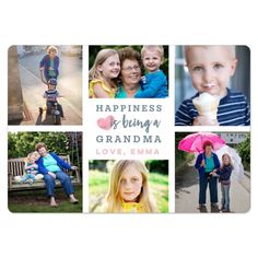 a collage of photos with the words happiness is being grandma and love, ema