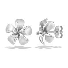 14K Yellow Gold Plumeria Stud Earrings. The Plumeria flower measures approximately 1/2" in width. Fine Jewels, Yellow Gold, White Gold, Stud Earrings, Yellow, Gold