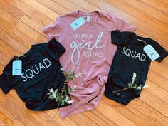 I Run a Girl Squad Tee. Mommy and Me. Squad Goals. Girl Mom. | Etsy Pink Matching Top For Gender Reveal, Mom And Daughter Trip Shirts, Cute Fitted T-shirt For Gender Reveal, Custom Shirts Mom And Daughter, Pink Fitted Family Matching T-shirt, Mom Daughter Matching Tshirts, Mom And Daughter Shopping Shirts, Mommy And Me Tshirts Daughters, Toddler Cape