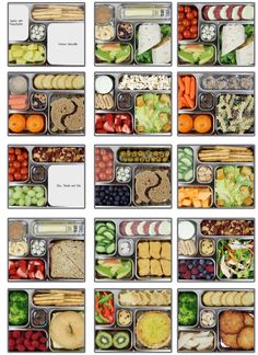 a collage of pictures showing different types of food in plastic containers with the letter s on them