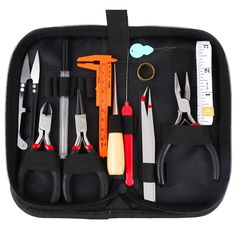 a black case filled with lots of different tools