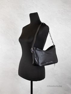 Style: Marc Jacobs Tempo Small Black Hobo Convertible Shoulder Handbag Material: Smooth Leather Features: Shoulder Strap, Zip Closure, Inner Zip Pocket, Fabric Lined Measures: 11“ L x 5.5“ H x 3.5“ D Black Shoulder Hobo Bag For On-the-go, Black Leather Hobo Bag With Snap Closure, Black Hobo Shoulder Bag With Zipper Closure, Black Hobo Bag With Leather Handles For On-the-go, Marc Jacobs Crossbody Bag Black, Hobo Shoulder Bag, Shoulder Handbag, Leather Hobo, Shoulder Handbags