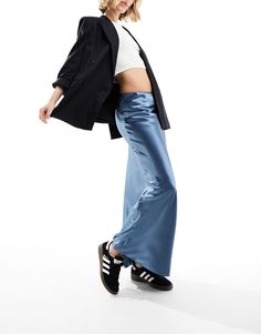 Skirt by Miss Selfridge Take your 'fit to the max Plain design High rise Elastic waist Regular fit Liquid Satin, Eid Outfits, Maxi Rok, Drop Top, Plain Design, Miss Selfridge, Jeans Shop, Midnight Blue, Maxi Skirt