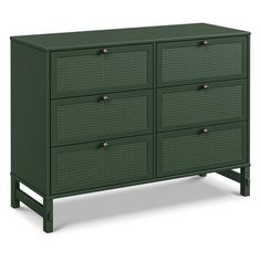 a green dresser with four drawers