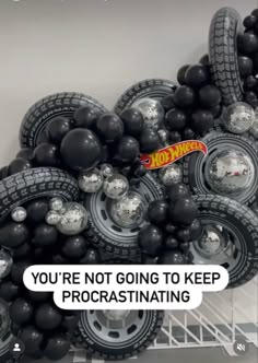 balloons are stacked on top of each other with the words, you're not going to keep procrastinating