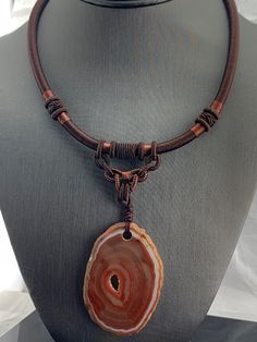 "Beautiful Agate Slice on a Brown Silk Cord Stone measures 60 x 40 mm Necklace is 16\" long with 3\" extender (19\" total ) Necklace comes with a free gift box." Adjustable Agate Jewelry With Large Pendant, Brown Rectangular Pendant Necklace As Gift, Silk Cord Necklace, Lariat Necklace Silver, Orange Agate, Silk Cord, Agate Slice, Brown Silk, Blue Chalcedony