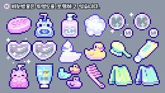 an image of pixel art with various items in it's display area, including bottles and spoons