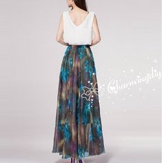 Blue Flowers Chiffon Skirt Long Maxi Sundress Beachdress Holiday Dress Women Summer Pleat Dress Beach Skirt Plus Size Dresses YM019 Detail Info: ❤ Color: as picture More color choice link: https://www.etsy.com/listing/213656440/chiffon-dress-color-card?ref=shop_home_feat_1 Please just note the color you want with order, we will make it according to your note. ❤ Material: Chiffon Waist 60-80cm, Please choose the length according to your height! We accept custom order, please note your waist and l Flowy Blue Skirt For The Beach, Green Chiffon Dress For Summer Vacation, Blue Summer Chiffon Dress For Vacation, Blue Chiffon Summer Vacation Dress, Blue Chiffon Dress For Summer Vacation, Summer Blue Flowy Maxi Skirt, Blue Flowy Maxi Skirt For Vacation, Flowy Blue Maxi Skirt For Vacation, Blue Flowy Chiffon Dress