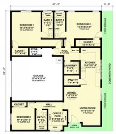 the floor plan for a two story house with 3 bedroom and 2 bathroom areas,