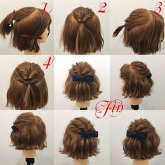 Holiday Hairstyle Growing Hair, Hair Arrange, Pipe Shelves, Peinados Fáciles Para Cabello Corto, Penteado Cabelo Curto, Short Hair Updo, Pixie Cuts, Hair Short, Messy Bun