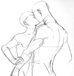 a drawing of two people hugging each other