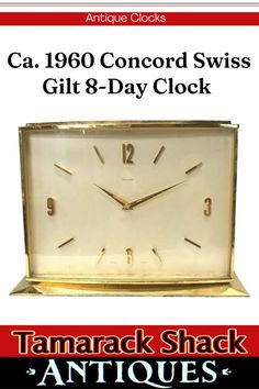 an advertisement for a clock that reads, c a 1960 concord swiss gil - 8 - day clock