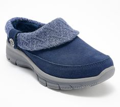 Fall is (almost) in full bloom, and you're headed feet first! With miles of farmer's markets, festivals, and pumpkin fields on your activities list, you need these Skechers suede clogs to comfortably handle every. single. step. After all, it's the age of possibilities!  Let's take a walk-through of this built-for-you shoe. An open back lets you slip right in (no zips, buckles, or ties to slow you down) and showcase your favorite character socks, while the cradles-you-in-comfort chenille lining o Fall Synthetic Clogs With Cushioned Footbed, Waterproof Comfortable Slip-on Clogs, Comfortable Slip-on Clogs In Medium Width, Comfortable Slip-on Clogs Medium Width, Medium Width Slip-on Clogs With Removable Insole, Activities List, Blue Slip-on Slippers With Removable Insole, Pumpkin Field, Foam Slippers