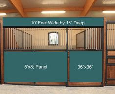 a horse stable with measurements for the size and width