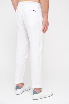 No. #595 - Signature Collection - White Mens 100 Linen Tapered Beach Pants Trousers Relaxed Fit Model Measurements: Height: 192 cm Inseam: 106 cm Waist Size: 92 cm Hip Size: 108 cm Model Wears Size: 32 Choose According to Your Jean Waist Size White Mens 100 Linen Tapered Beach Pants Trousers Relaxed Fit Signature Collection: Explore New Horizons Are you ready for a journey to new horizons with Signature Collection? Our boundary-pushing designs meet high-quality Italian linen fabric. In this uniq Linen Trousers Men, Mens Beach Pants, White Linen Trousers, Linen Beach Pants, Mens Linen, Men Beach, Beach Pants, Set Sail, Linen Trousers